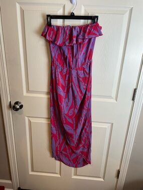 Amanda Uprichard silk Off-Shoulder Pink & Purple Maxi Dress Petite